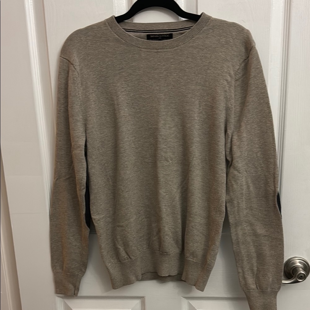 Banana Republic Beige Crewneck Pullover Sweater with Elbow Pads
